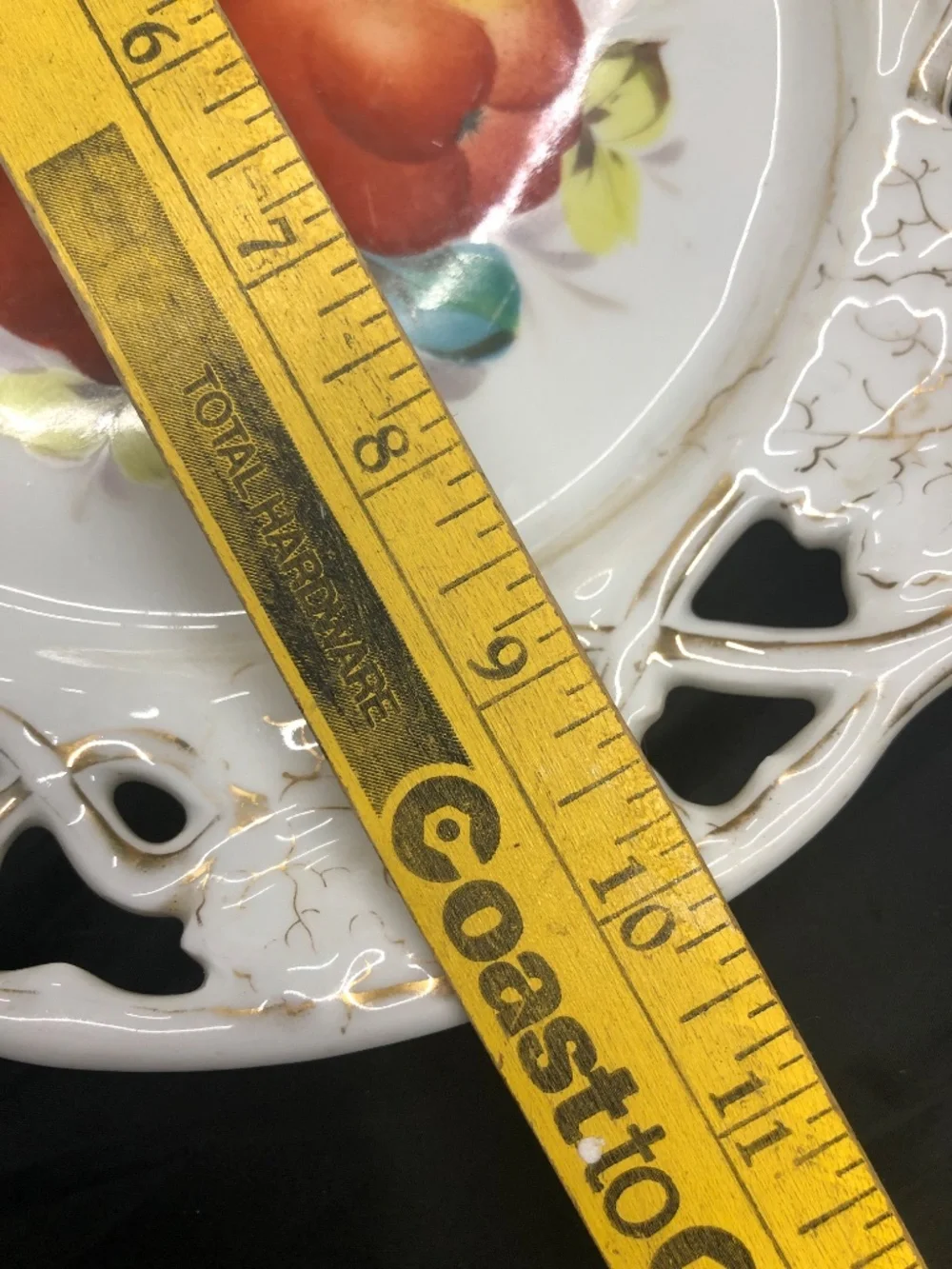 VTG 50s White Ceramic Kitschy Fruits Embellished Collectible Wall Plate~Cut Outs